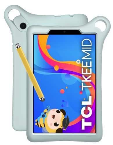 TCL Tkee Mid 4G - Tableta Infantil con Pantalla de 8" HD Eyesafe, Morbia Funda Protectora y lápiz para niños incluidos en el Paquete, batería 4080mAh, Android 11, Ethereal Sky [Italia]
