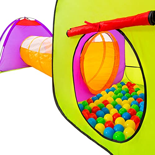 TecTake Tienda Infantil en Forma de iglú con túnel + 200 Bolas + Bolsa - Carpa de campaña para niños (Multicolor 1 | 401027)