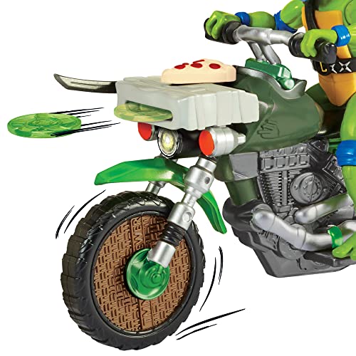 Teenage Mutant Ninja Turtles 83431CO Mutant Mayhem Ninja Kick Cycle con Figura Exclusiva de Leonardo. Regalo Ideal para niños de 4 a 7 años y fanáticos de TMNT, Multicolor