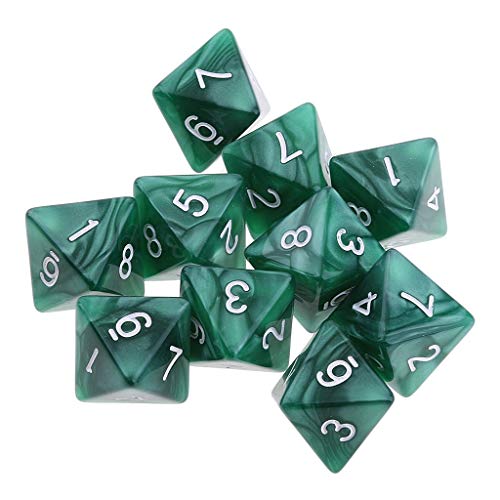 Tenlacum 10 dados poliédricos D8 de 8 caras para Dungeons and Dragons Roley Playing Games Dice Gift (verde)
