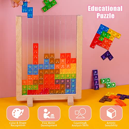 Tetris del Juguete Acrílico, Juguetes Montessori niños 3 4 5 6 años, 3D Transparente Cerebro Juguete Rompecabezas Inteligencia Colorido Bloques, Geométricos Juego Educativo Regalopara Niños