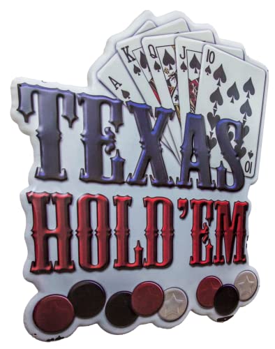 Texas HOLD´EM - Cartel de chapa (tamaño XXL, 59 x 53 cm), diseño retro