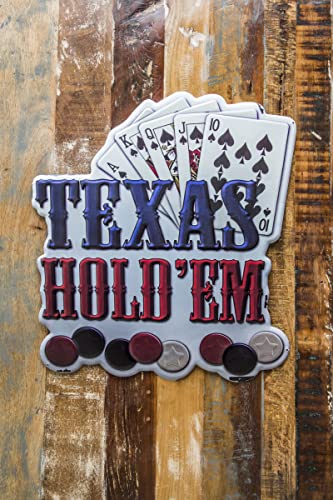 Texas HOLD´EM - Cartel de chapa (tamaño XXL, 59 x 53 cm), diseño retro