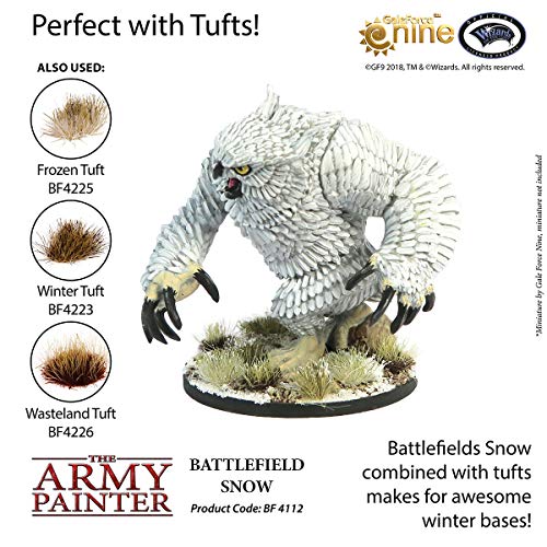 The Army Painter Battlefield Snow, Nieve realista para juegos de miniaturas de fantasía y terrenos de wargames, para usar en combinación con imprimación y pegamento