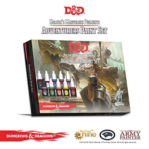 The Army Painter | Dungeons and Dragons Nolzur’s Marvelous Pigments Bundle | 46 Pinturas Acrílicas, 4 Pinceles y 2 Figuras Miniatura | para Juego de rol, Wargame Hobby Modelado y Pintura de Figuras