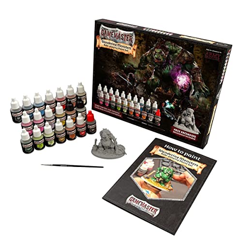 The Army Painter GameMaster Wandering Monsters Set de Pintura Acrilica Para Rol - 20 Botellas Acrylic Paint de 12 ml, 1 Pincel de Imprimación y 1 Miniatura de Troll para Warhammer 40k Figuras o DnD
