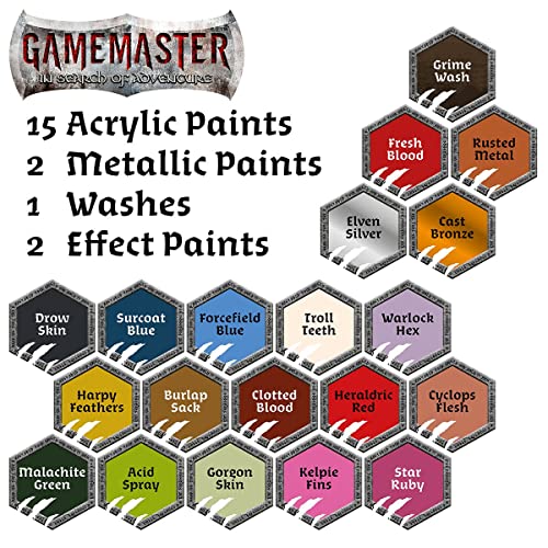 The Army Painter GameMaster Wandering Monsters Set de Pintura Acrilica Para Rol - 20 Botellas Acrylic Paint de 12 ml, 1 Pincel de Imprimación y 1 Miniatura de Troll para Warhammer 40k Figuras o DnD