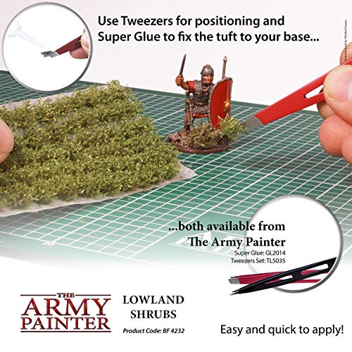 The Army Painter Lowland Shrubs, 77 mechones de césped estático autoadhesivos en 3 tamaños, para bases de modelos, escenografía de terreno, bases de miniaturas y bases de diorama