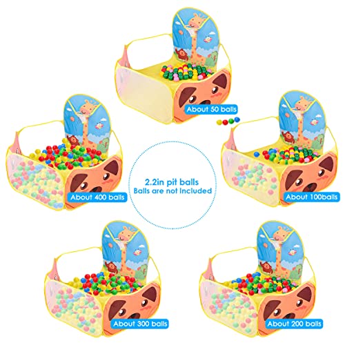 Tienda Campaña Infantil, Piscina de Bolas Ruspela Niños Pop Up Plegable Carpa de Carpa de Juegos de Dibujos Animados Piscina con aro de Baloncesto (no Incluye Pelotas)