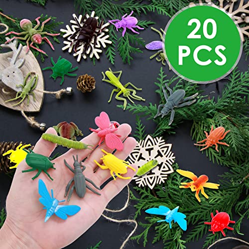 TIESOME Mini Figuras de Insectos Juguetes, Juego de Plástico Realista de Simulación de Bichos Variados para Niños Fiesta de Halloween con Temas de Insectos (20Pcs)