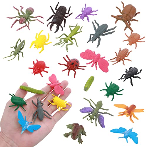 TIESOME Mini Figuras de Insectos Juguetes, Juego de Plástico Realista de Simulación de Bichos Variados para Niños Fiesta de Halloween con Temas de Insectos (20Pcs)