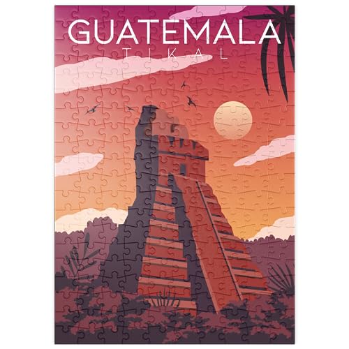 Tikal Guatemala, Póster Vintage Estilo Art Decó, Ilustración - Premium 200 Piezas Puzzles - Colección Especial MyPuzzle de Puzzle Galaxy