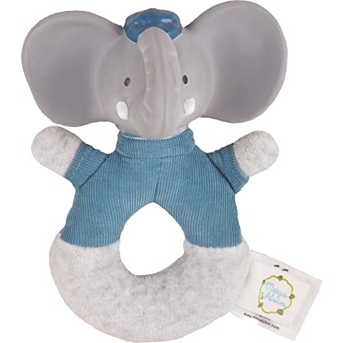 Tikiri 8578104 - Sonajero de caucho natural Alvin, elefante para bebés y niños a partir de 0 meses, 13 cm