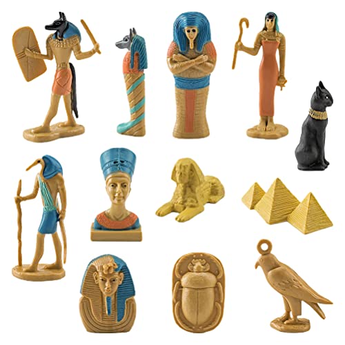 Tnfeeon Juego De 12 Uds. De Figuritas De Diosa Egipcia De Dios Egipcio, Modelo De Pirámide De la Reina Egipcia Antigua, Estatuas en Miniatura De PVC (BL-1136 Antiguo Egipto)