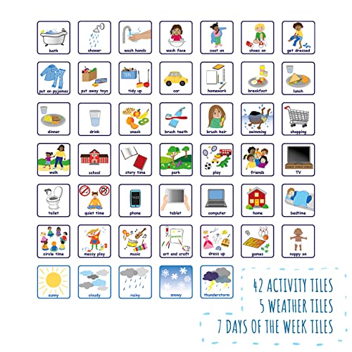 Today's Activities Tabla de tiempo visual de rutina diaria Tabla de azulejos magnéticos para niños