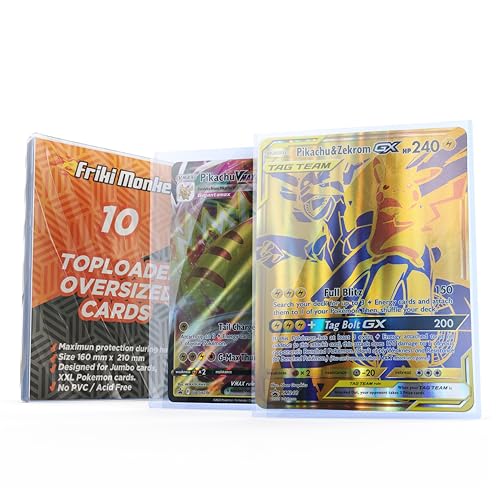 Toploader para Cartas Pokemon XXL, Fundas Cartas Pokemon Rígidas para Cartas Pokemon 15x21cm ¡Protege tus Cartas Pokémon Jumbo XXL con Estilo! (Toploader XXL pack 10)