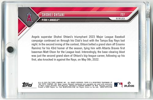 Topps Now MLB - Panini - Cartas de Beisbol - 001 - Shohei Ohtani - 43 HR - #727 - Cromos Baseball - World Trading Cards - Estuche Magnético + Sleeve Protector - Tarjeta Edición Limitada