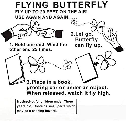 Topways 6 tarjetas de mariposa voladora mágica, tarjeta de mariposa de relojería, planeador volador, aniversario de boda, tarjeta de regalo sorpresa de juguete (color al azar)