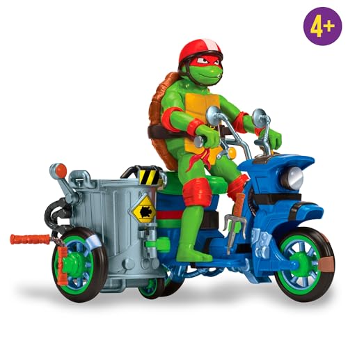 TORTUGAS NINJA – Ninja Battle Cycle, Vehículo Modular con Sidecar y Figura de Raphael, Moto y Cubo Desmontable, Accesorios y Personaje de la película Tortugas Caos mutante, 4 años, Famosa (TU803200)