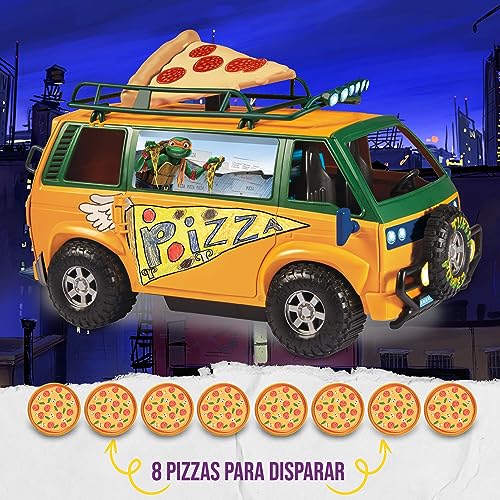 TORTUGAS NINJA - Pizza Fire Delivery Van, Juguete de la Furgoneta de Reparto Que Lanza Pizzas de la película Caos mutante, para Fans, niños y niñas +4 años, TMNT, Famosa (TU804000)
