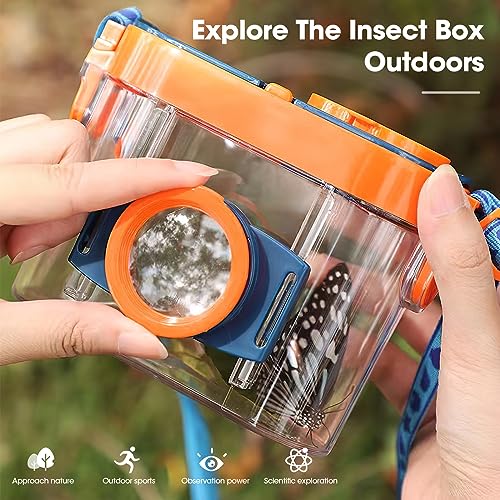 Towwoo Kit Explorador Niños, Caja de Insectos de Aumento, Caja de Lupa de Insectos, Caja de Observación de Insectos de Ciencia con Lupa de 4.5X, Pinzas y Abrazadera de Insectos para Niños