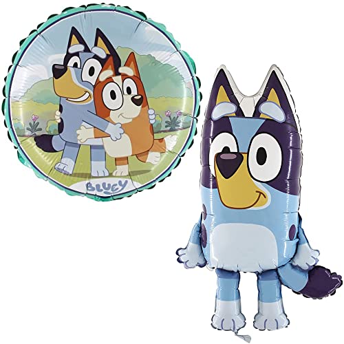 Toyland® Paquete de 2 Globos Bluey - Globo de Personajes Redondos y Globo Grande en Forma de Bluey - Decoraciones para Fiestas Infantiles
