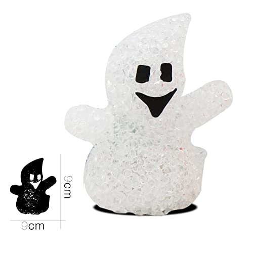 Tradineur - Pack de 2 Figura de Fantasma en Color Surtido, con Leds en el Interior, Especial para Halloween, con Medidas de 9 x 9 cm. Fantasma de decoración con Luces
