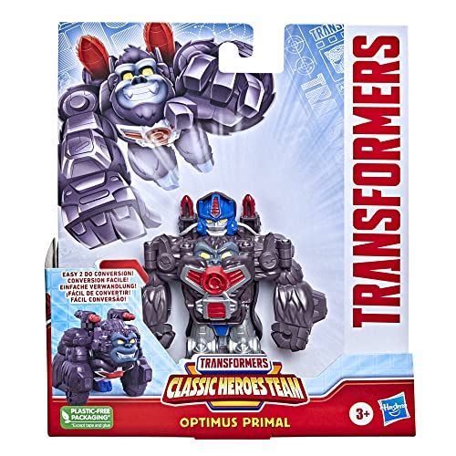 Transformers Classic Heroes Team Optimus Primal-Figura Convertible de 11 cm, para niños a Partir de 3 años, Multicolor (Hasbro F4442)