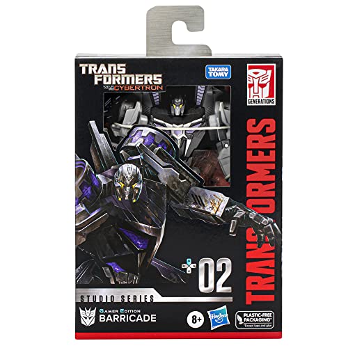 Transformers Studio Series - Figura 02 - Transformers: War for Cybertron - Figura Deluxe Class Gamer Edition Barricade de 11 cm
