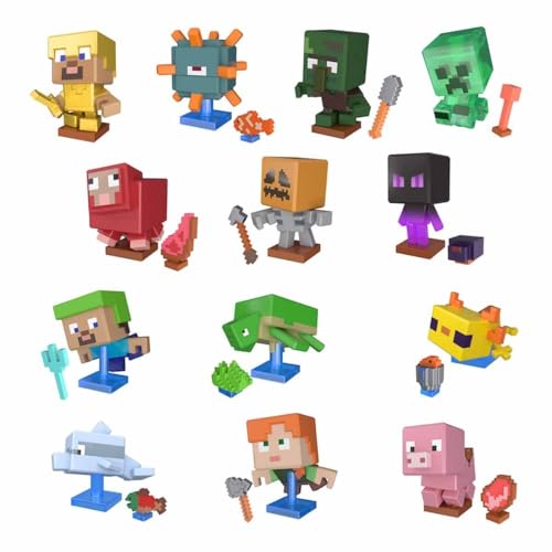TREASURE X - Minecraft Overworld, Figuras Sorpresa, Arena mágica y Slime, Juguetes coleccionables con Personajes del Videojuego Mine & Craft, TX, 13 Diferentes, 4 años, Famosa (TRR59000)