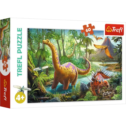 Trefl 60 Piezas, para niños a Partir de 4 años Puzzle, Color Caminata de Dinosaurios, WEG Der Dinosaurier