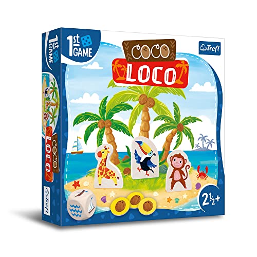 Trefl - Coco Loco, Primer Juego de Mesa para los más pequeños, Animales exóticos, Juego cooperativo para niños pequeños, Elementos Grandes, Aprender Jugando, 02343