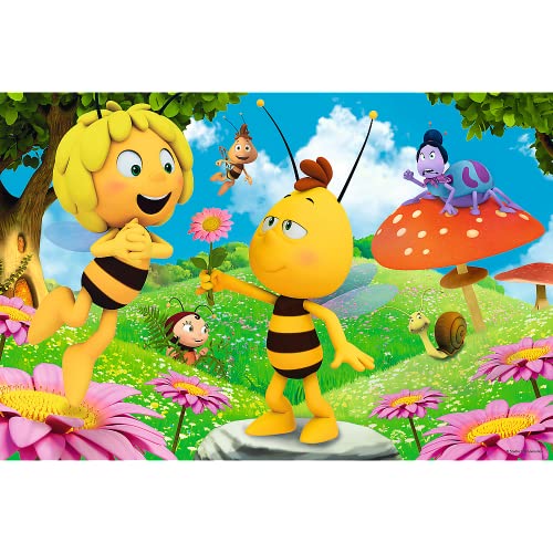 Trefl-Eine Blume für Maja, Maya The Bee Biene 60 Piezas, para niños a Partir de 4 años Puzzle, Color Flor, Abeja, 0
