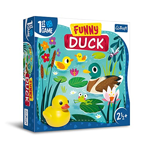 Trefl - Funny Duck, primer juego de mesa - Juego de mesa para los más pequeños, pato de goma, elementos grandes, juego cooperativo con tareas para niños pequeños, aprender jugando, 02341