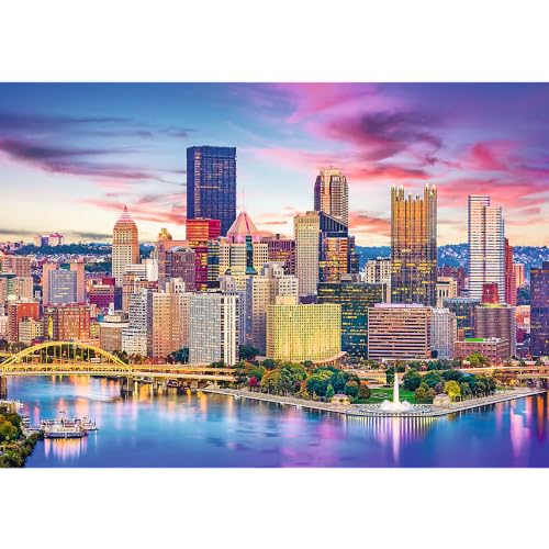 Trefl - Pittsburgh, Pensilvania, EE.UU. - Puzzle 1000 Piezas - Paisaje Urbano, Rascacielos, Puzzle DIY, Entretenimiento Creativo, Diversión, Puzzles clásicos para Adultos y niños a Partir de 12 años