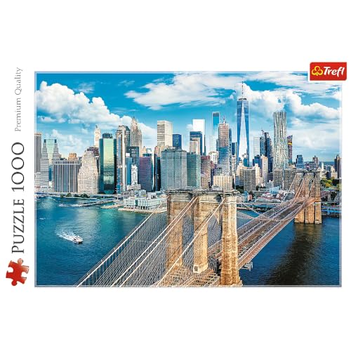 Trefl - Puente de Brooklyn, Nueva York, EE.UU. - Puzzle de 1000 Piezas - Paisaje Urbano, Rascacielos, Entretenimiento Creativo, Diversión, Puzzles clásicos para Adultos y niños a Partir de 12 años