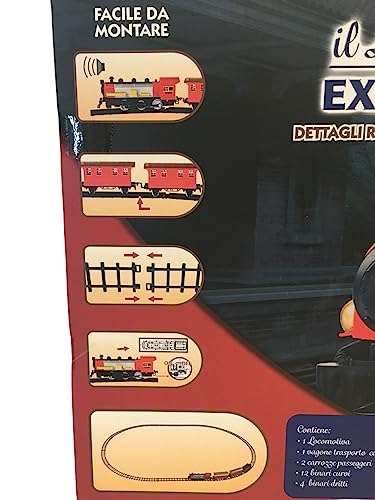 Tren de juguete para niños, tren locomotora de batería tren con efectos de sonido reales locomotora vagones y vías tren infantil eléctrico tren ferrocarril tren Express Luxor