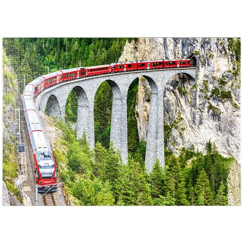 Tren Glaciar Bernina Express En El Viaducto De Landwasser, En Los Alpes Suizos - Premium 1000 Piezas Puzzles - Colección Especial MyPuzzle de Puzzle Galaxy