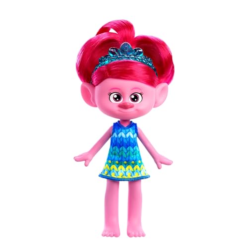 Trolls 3 Todos Juntos Muñeca Reina Poppy con pelo rosa, inspirada en la película, juguete +3 años (Mattel HNF13)