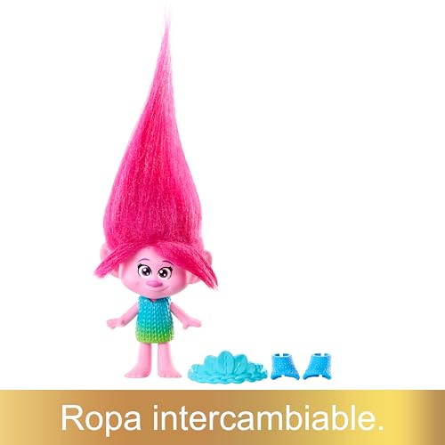 Trolls 3 Todos Juntos Muñeca Reina Poppy, inspirado en la película, juguete +3 años (Mattel HNF06)