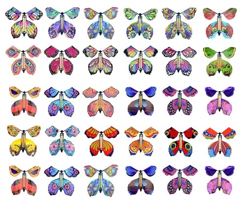 TSHAOUN 40 Piezas Mariposa Voladora Mágicas, Regalo Sorpresa de Mariposa Flying Butterfly, Tarjeta Mágica Mariposas Magic para Regalos de Cumpleaños, Accesorios de Rendimiento (Color Aleatorio)