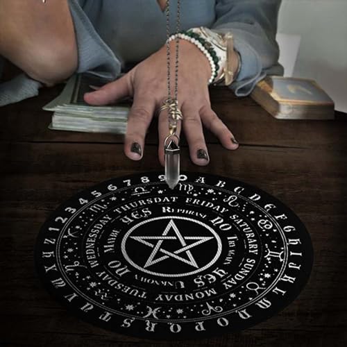 Tsuchiya Tabla de péndulo, tablero de goma Ouija | Decoración de sesión y mesa colgante de bruja para adolescentes y adultos, suministro Wicca, descubre secretos paranormales