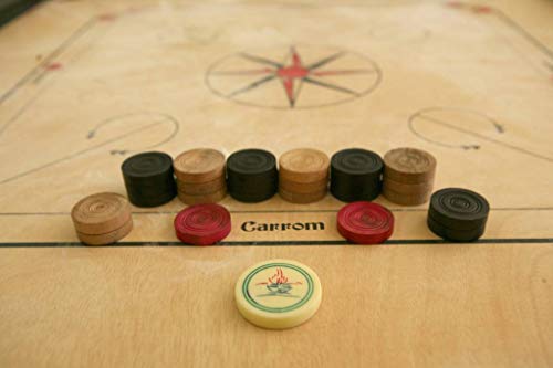 Ubergames Carrom Board Set compacto de 4 kg, madera dura ecológica, juego completo con discos y polvos oficiales