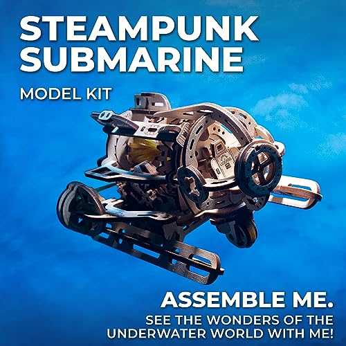 UGEARS Submarino Steampunk - Ugears Puzzles de Madera 3d para Adultos - Modelo Mecánico de Madera - Rompecabezas Únicos - Juegos de Construcción Educativos y Creativos para Adultos