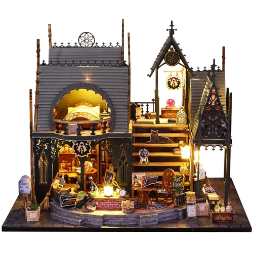 Ulikey Casa de Muñecas en Miniatura, Kit de Casa de Muñecas de Madera Kits de Modelos de Decoración, Kit de Book Nook DIY 3D para Adultos Niños Cumpleaños Regalos (Casa Mágica)
