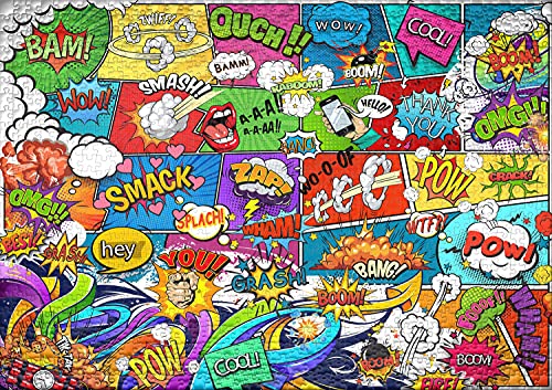 Ulmer Puzzleschmiede - Puzzle Boom! - Puzzle clásico de 1000 piezas - Ilustración original de papel de pared de cómics - Estilo pin-up colorido para niños y jóvenes