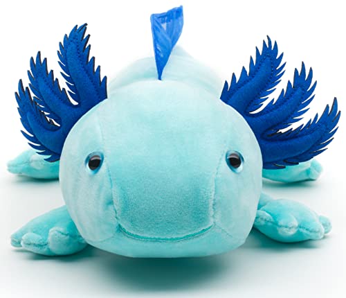 Uni-Toys - Axolotl (Azul Claro-Fluorescente) - 32 cm (Longitud) - Ajolote de Peluche - Peluche de Peluche