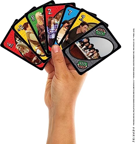 UNO Friends Juego de cartas para noche familiar con gráficos temáticos de programas de televisión y una regla especial para 2-10 jugadores [Exclusivo de Amazon]