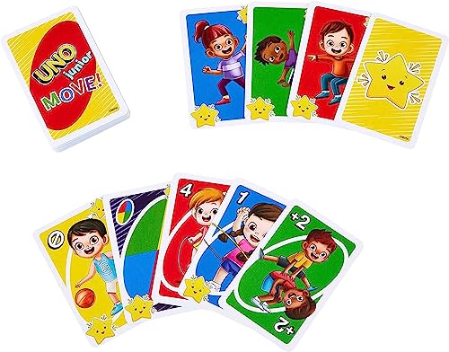 UNO Junior - Juego de cartas para niños (2-4 jugadores, a partir de 3 años, caja de metal para colección de juegos (UNO Junior Move)