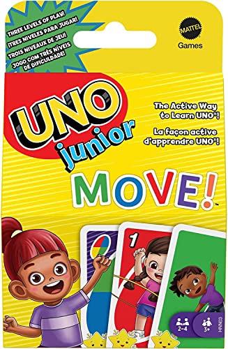 UNO Junior - Juego de cartas para niños (2-4 jugadores, a partir de 3 años, caja de metal para colección de juegos (UNO Junior Move)